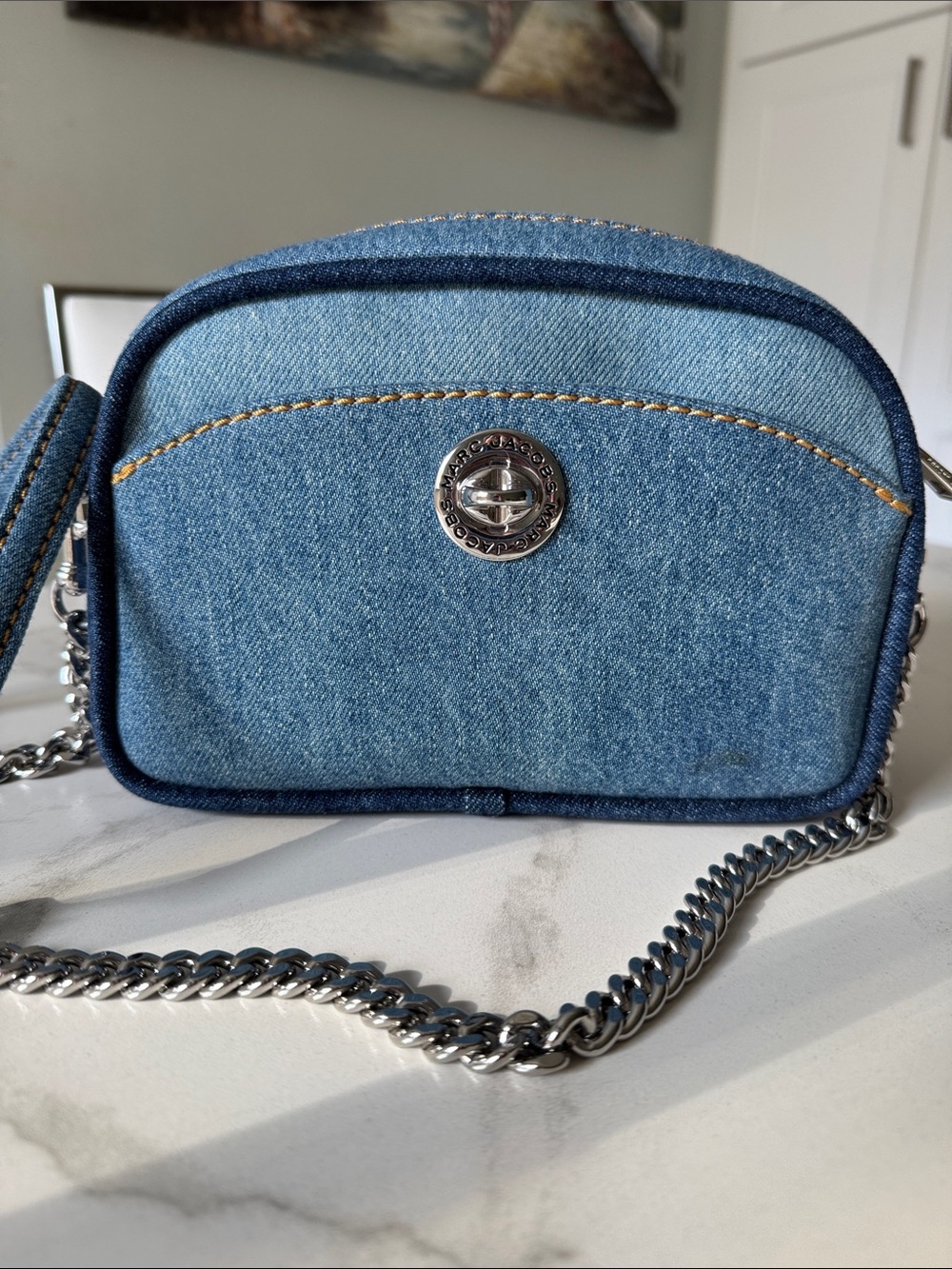 Marc Jacobs Two Tone Denim Turnlock Camera Bag